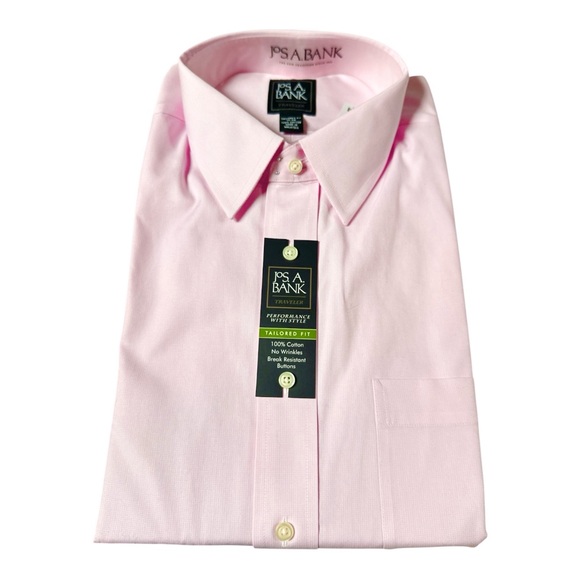 Jos A Bank Traveler Pink Dress Shirt Tailored Fit NWT Multiple Sizes - Picture 2 of 7